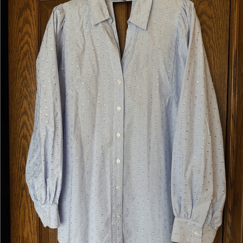 Marc New York Blue Oversized Button Down Shirt